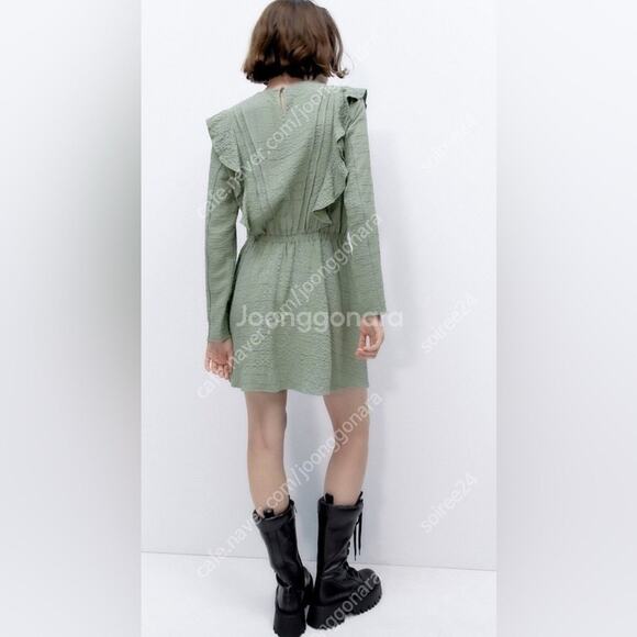 Zara Long Sleeve Ruffle Mini Dress Medium Women’s Sea Green 8342/252 - Picture 5 of 5